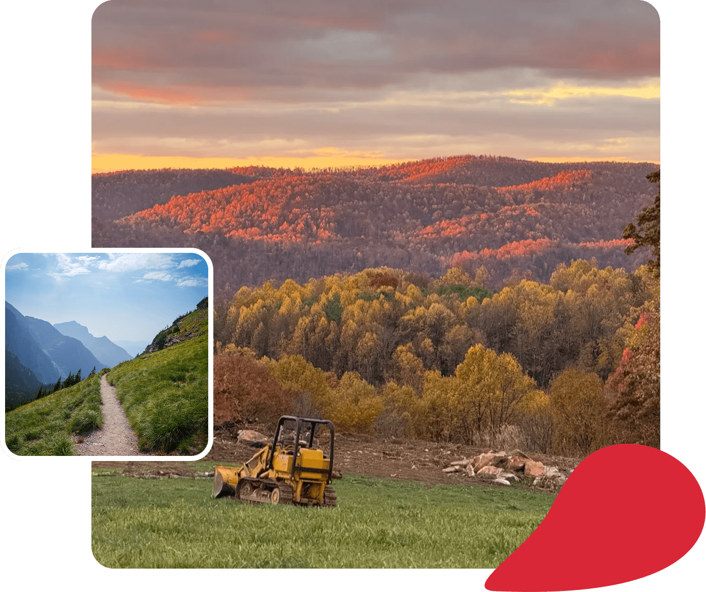 Dirt path through scenic mountain valley